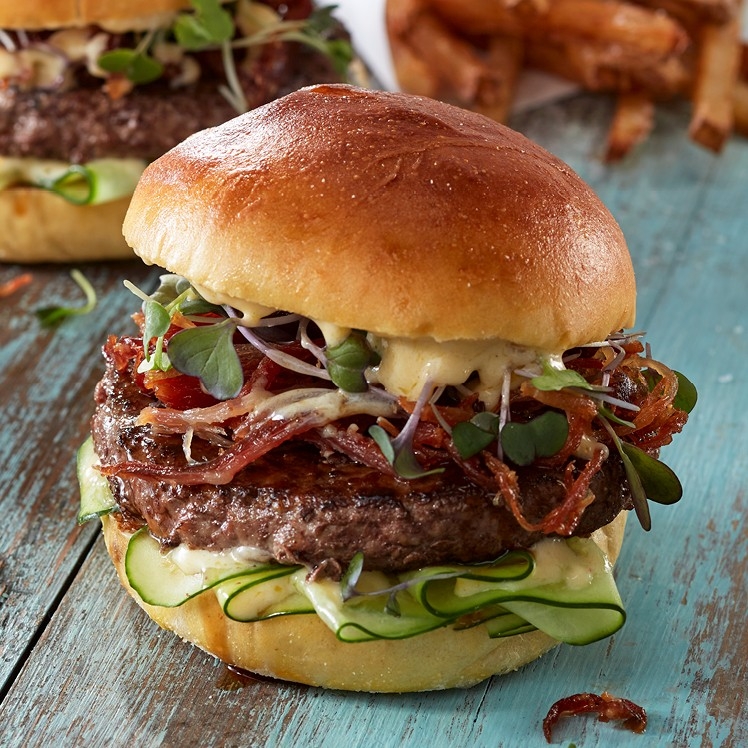 Wagyu Burger with Pulled Bacon and Hollandaise