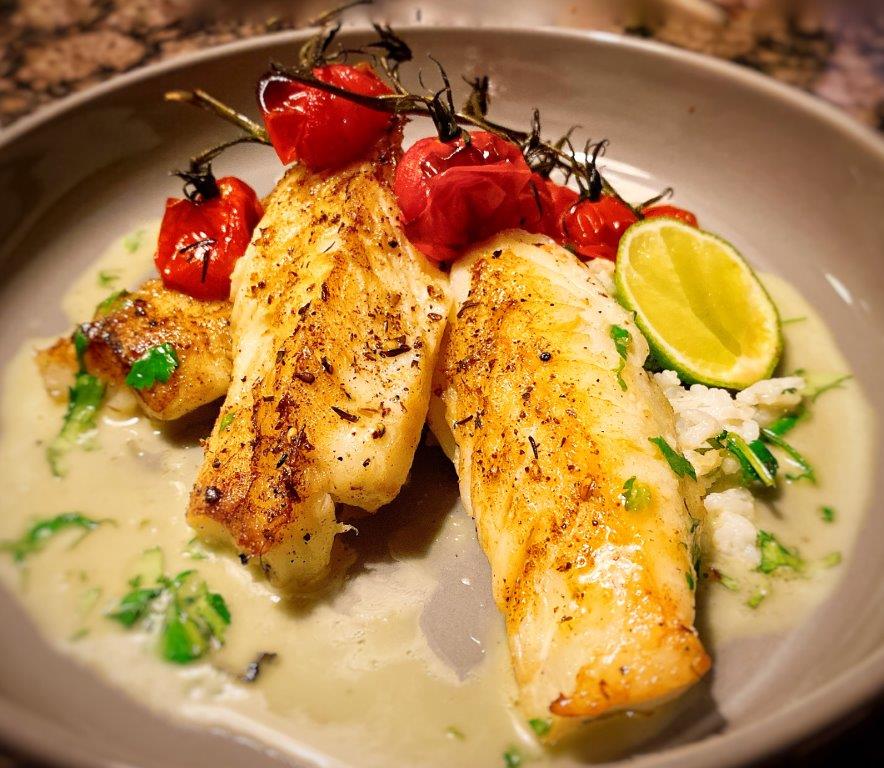 Salt & Pepper Cod with Cilantro Vinaigrette