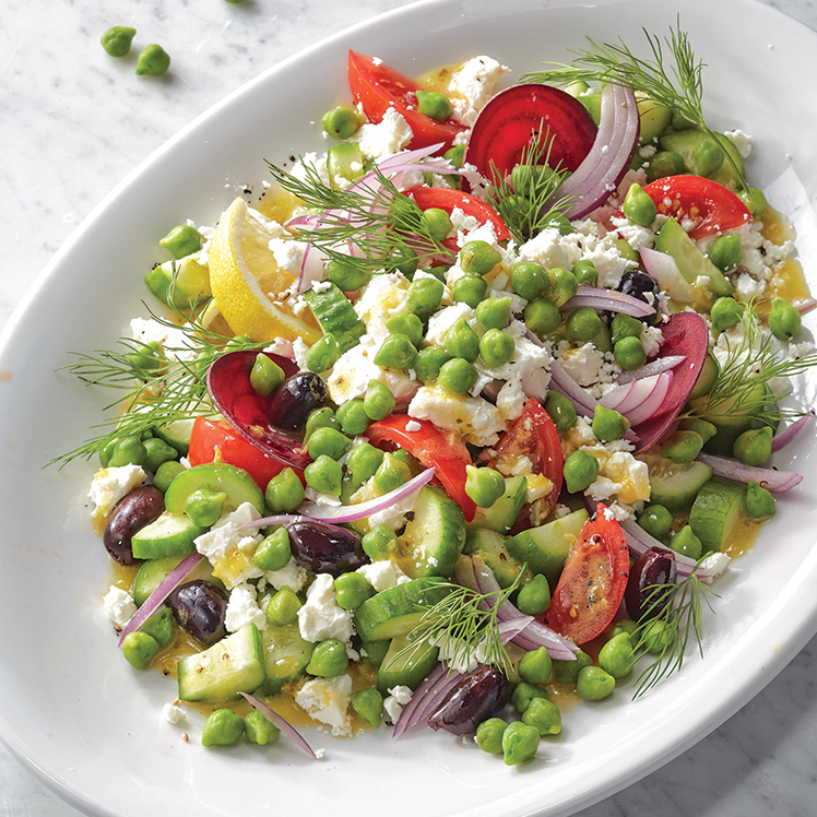 Mediterranean Green Chickpea Salad with Lemon Herb Vinaigrette