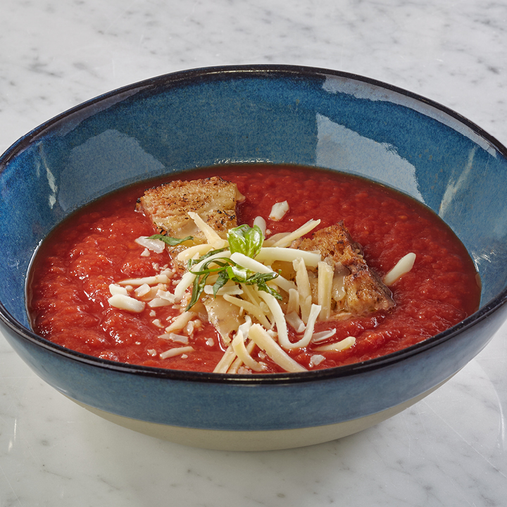 Creamy Tomato Soup with Gourmet Three Cheese Croutons