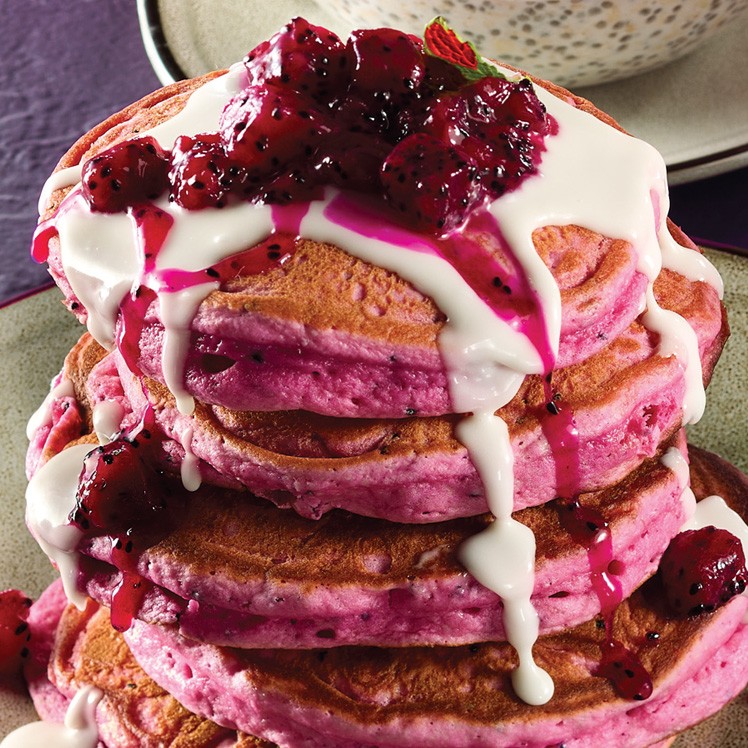 Tropical Dragon Fruit Pancakes