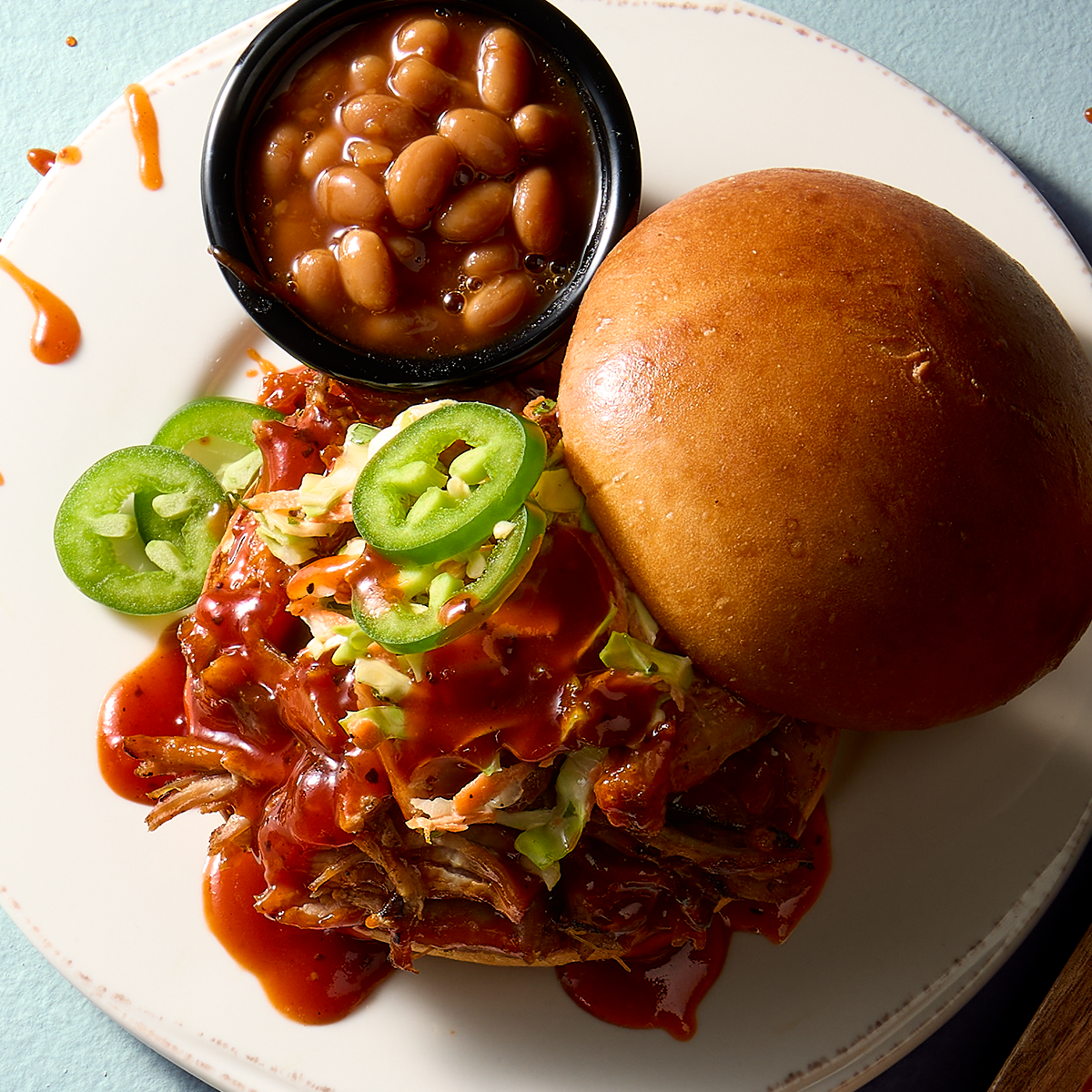 Latin Pulled Pork with Mexican-Style Adobo & Beer Barbecue Sauce