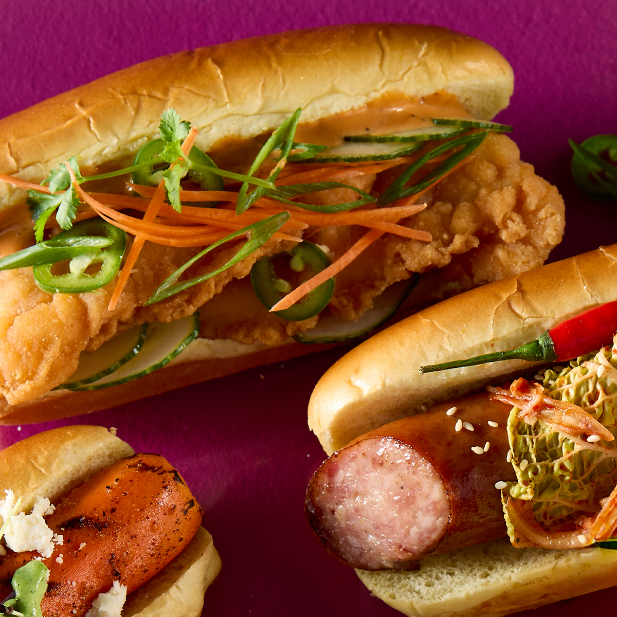 Bird Dog Banh Mi with Butter Brioche Hot Dog Bun