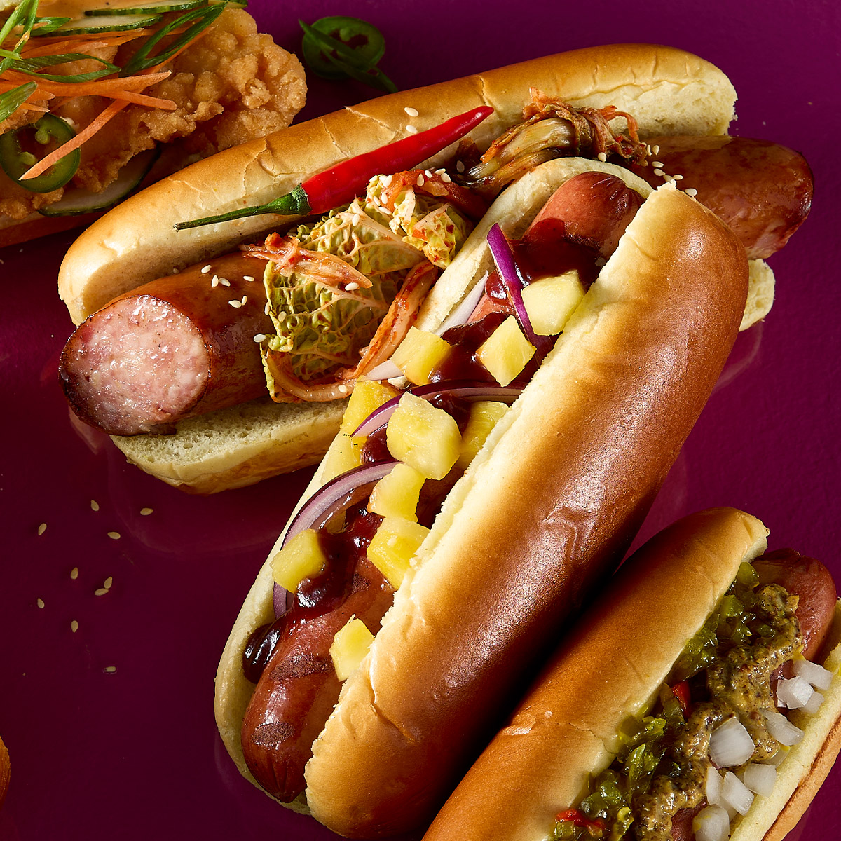 Hawaiian Hot Dog with Butter Brioche Hot Dog Bun