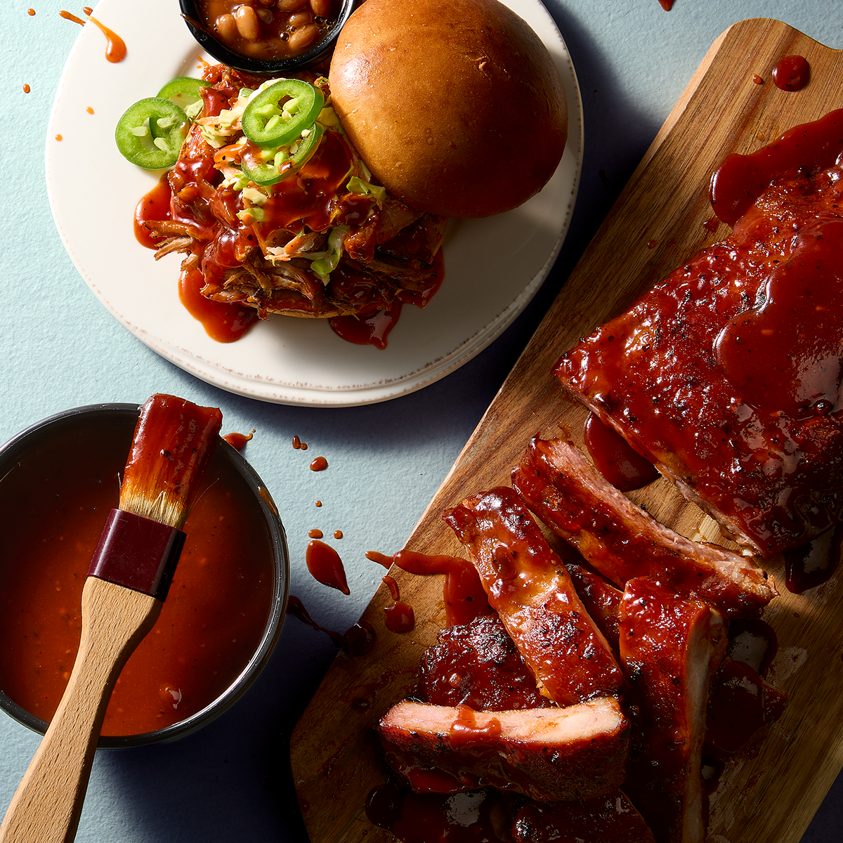 Ribs with Mexican-Style Adobo & Beer Barbeque Sauce